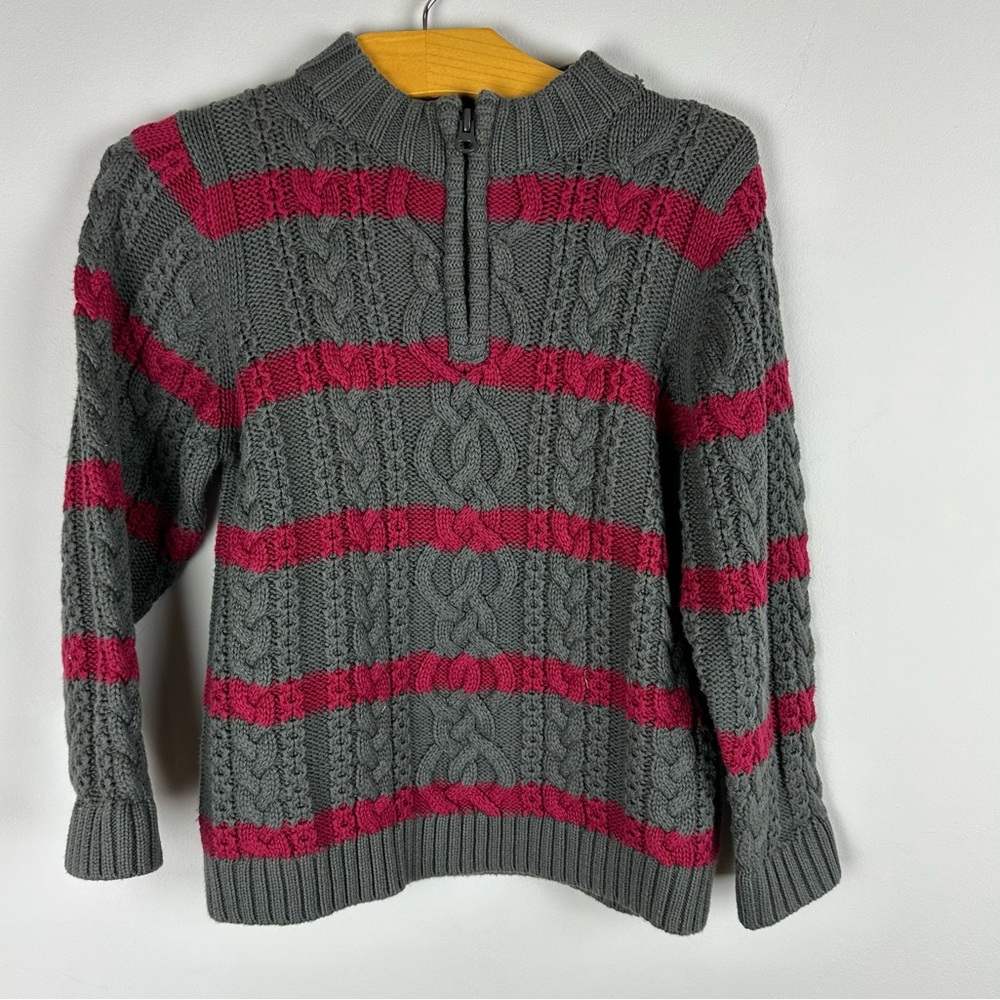 Hanna Andersson cotton/wool blend quarter zip cable knit sweater size 5